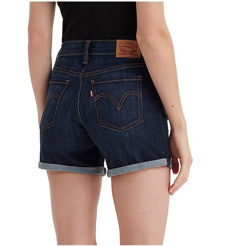 Levi's Women's Dark Blue Denim Shorts size 34 mid length shorts